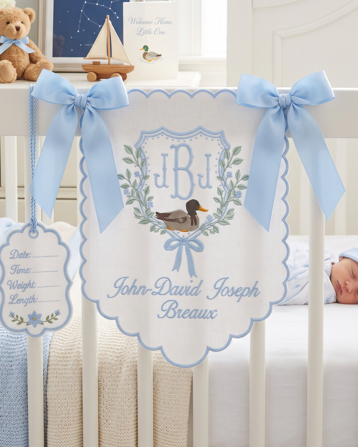 Little Duckling Personalized Embroidered Baby Name Banner