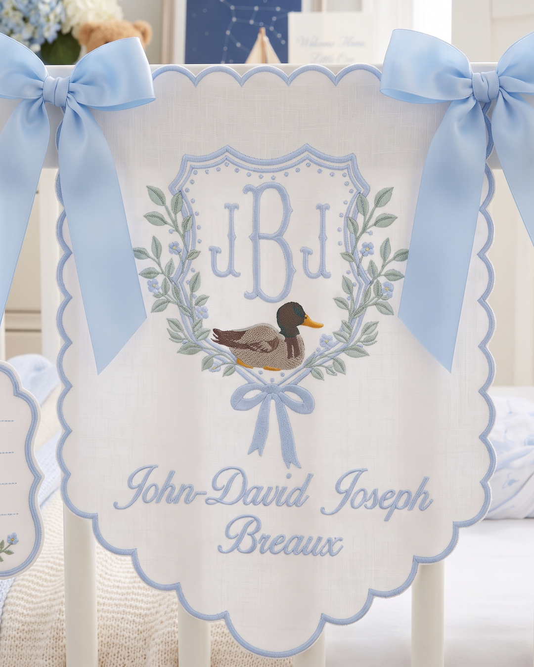 Little Duckling Personalized Embroidered Baby Name Banner