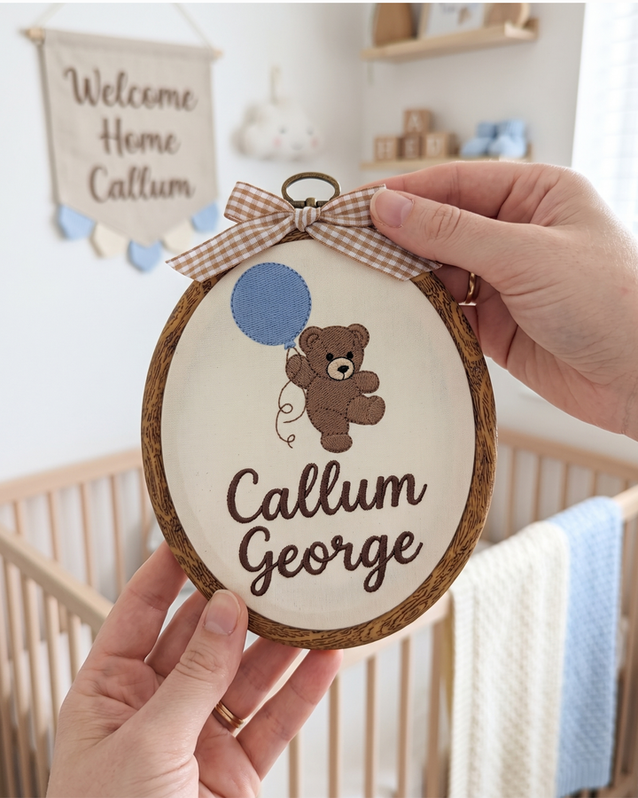 Little Bear With Balloon Custom Hoop