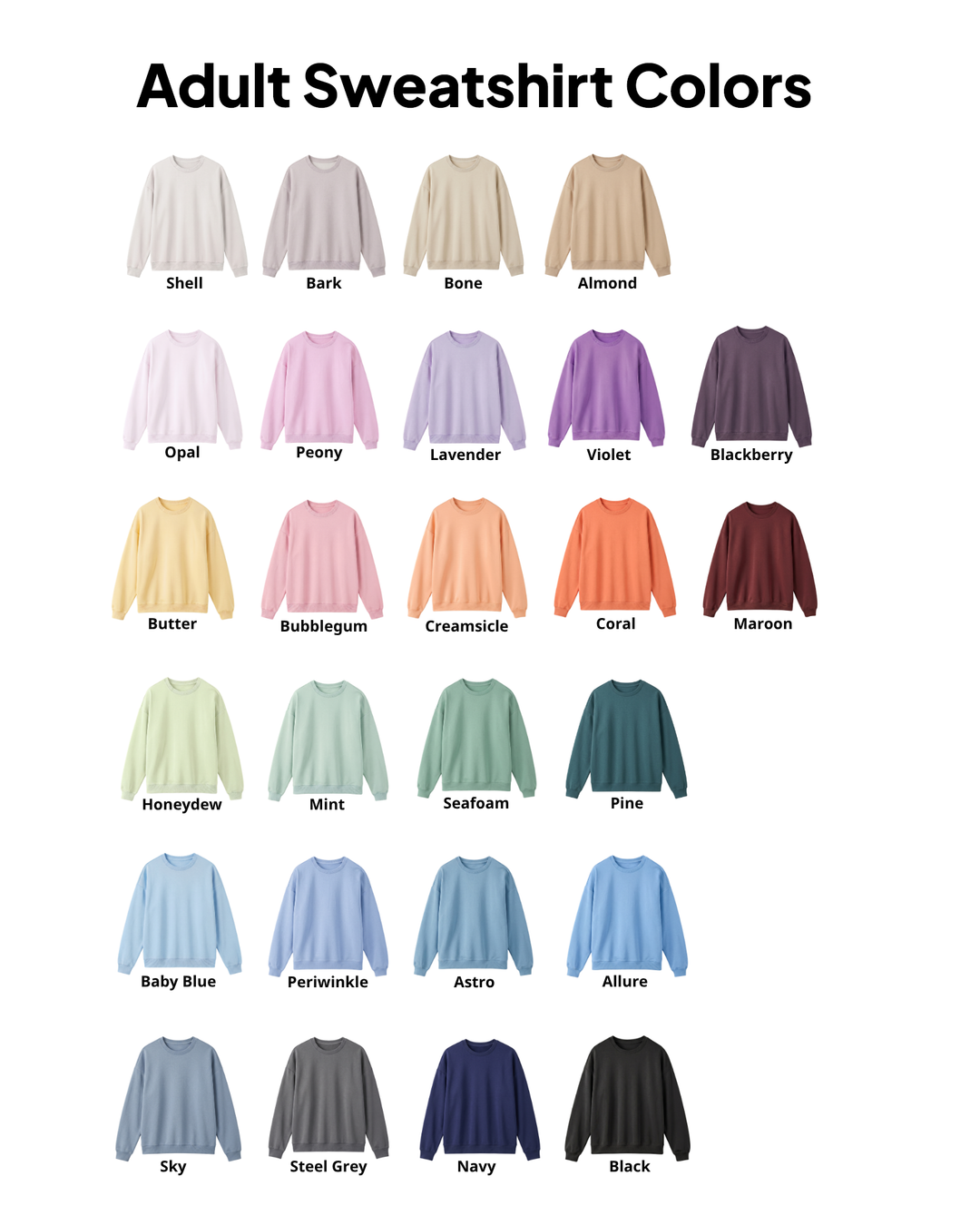 Custom College Pennant Embroidered Bamboo Adult Crewneck Sweatshirt