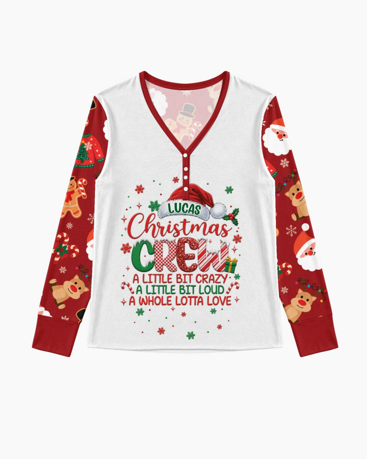 Personalized Christmas Crew Family Matching Bamboo Women Pajama Set