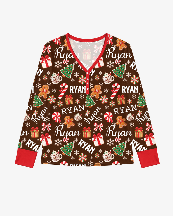 Merry Christmas Custom Name Bamboo Women Pajama Set