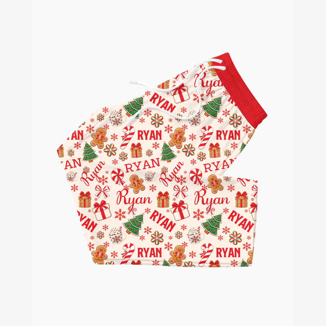Merry Christmas Custom Name Bamboo Men's Pajama Set