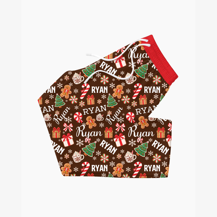 Merry Christmas Custom Name Bamboo Men's Pajama Set