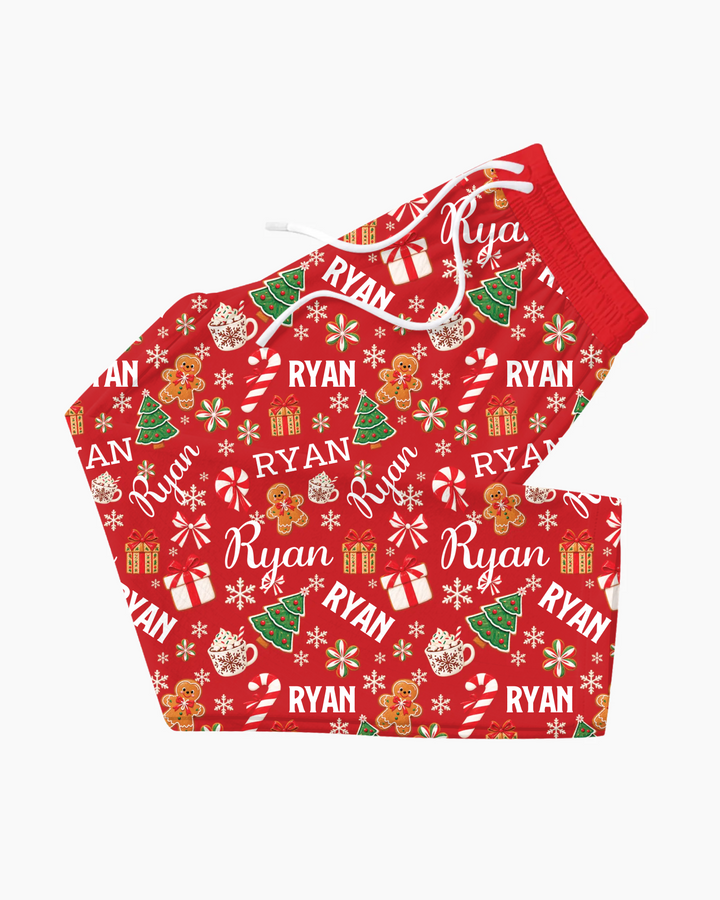 Merry Christmas Custom Name Bamboo Men's Pajama Set