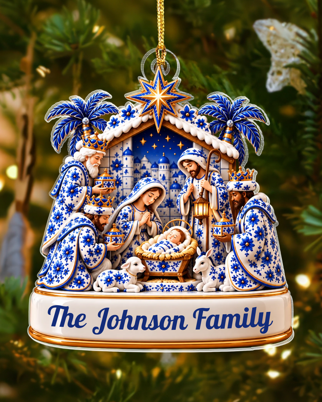 Chinoiserie Nativity Scene- Personalized Acrylic Ornament
