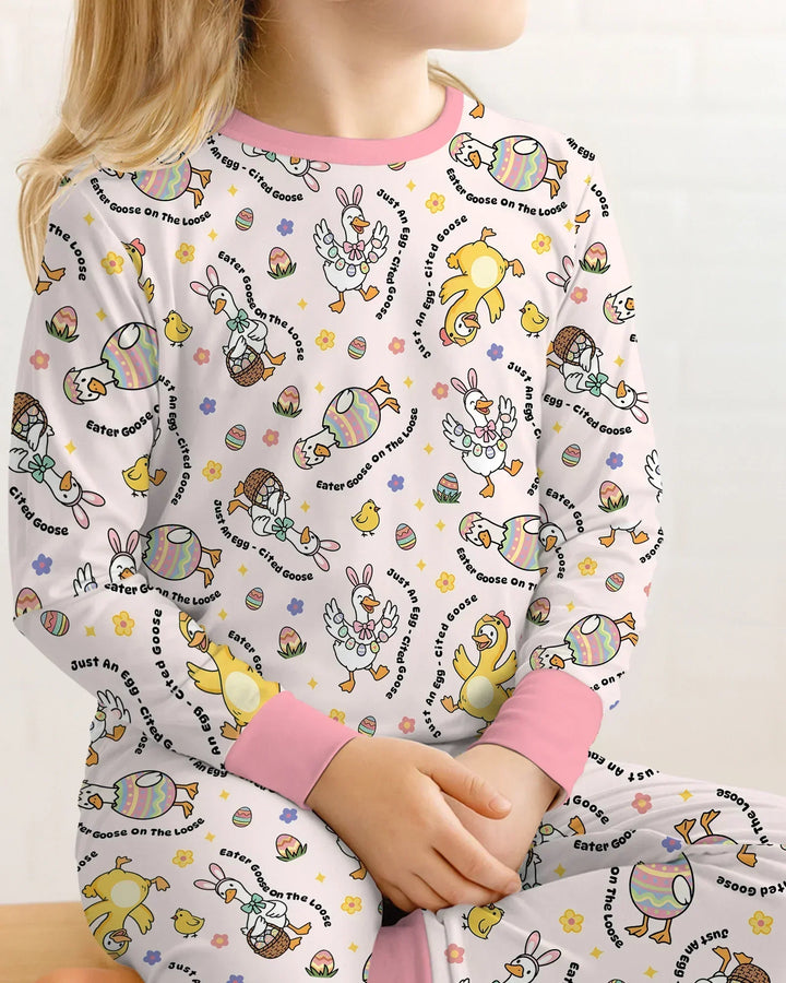 Easter Goose Family Matching Bamboo Two Piece Long Sleeve Pajama Set