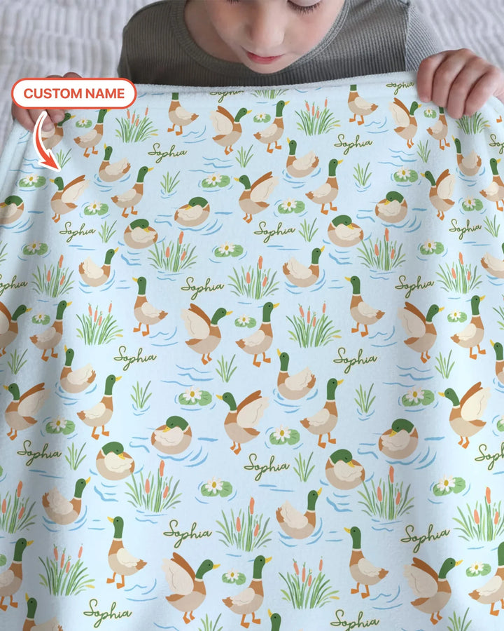 Personalized Mallard Duck Bamboo Blanket