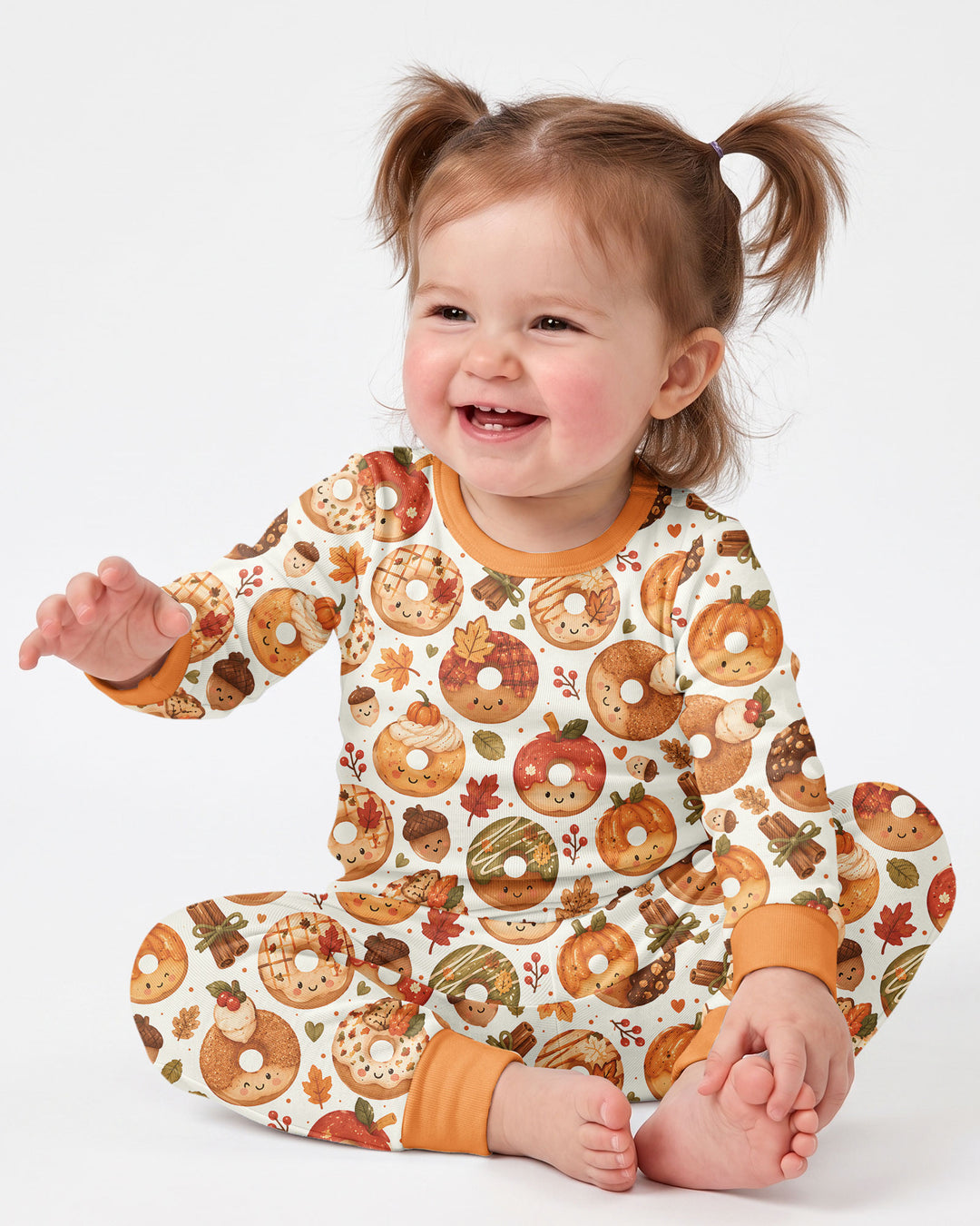 Cute Fall Donut Bamboo Two Piece Long Sleeve Pajama Set