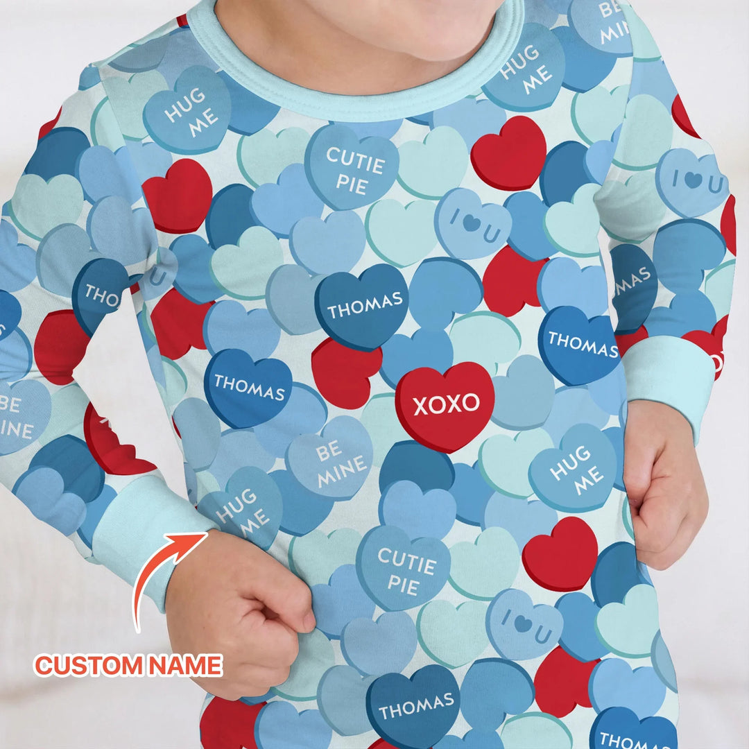 Valentine Candy Crush Family Matching Bamboo Two Piece Long Sleeve Pajama Set