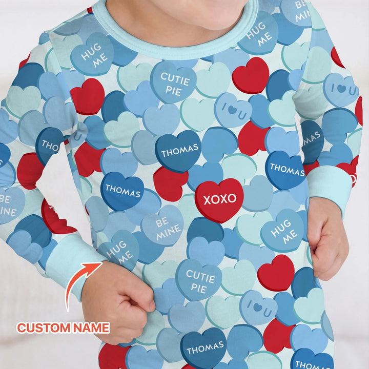 Valentine Candy Crush Family Matching Bamboo Two Piece Long Sleeve Pajama Set
