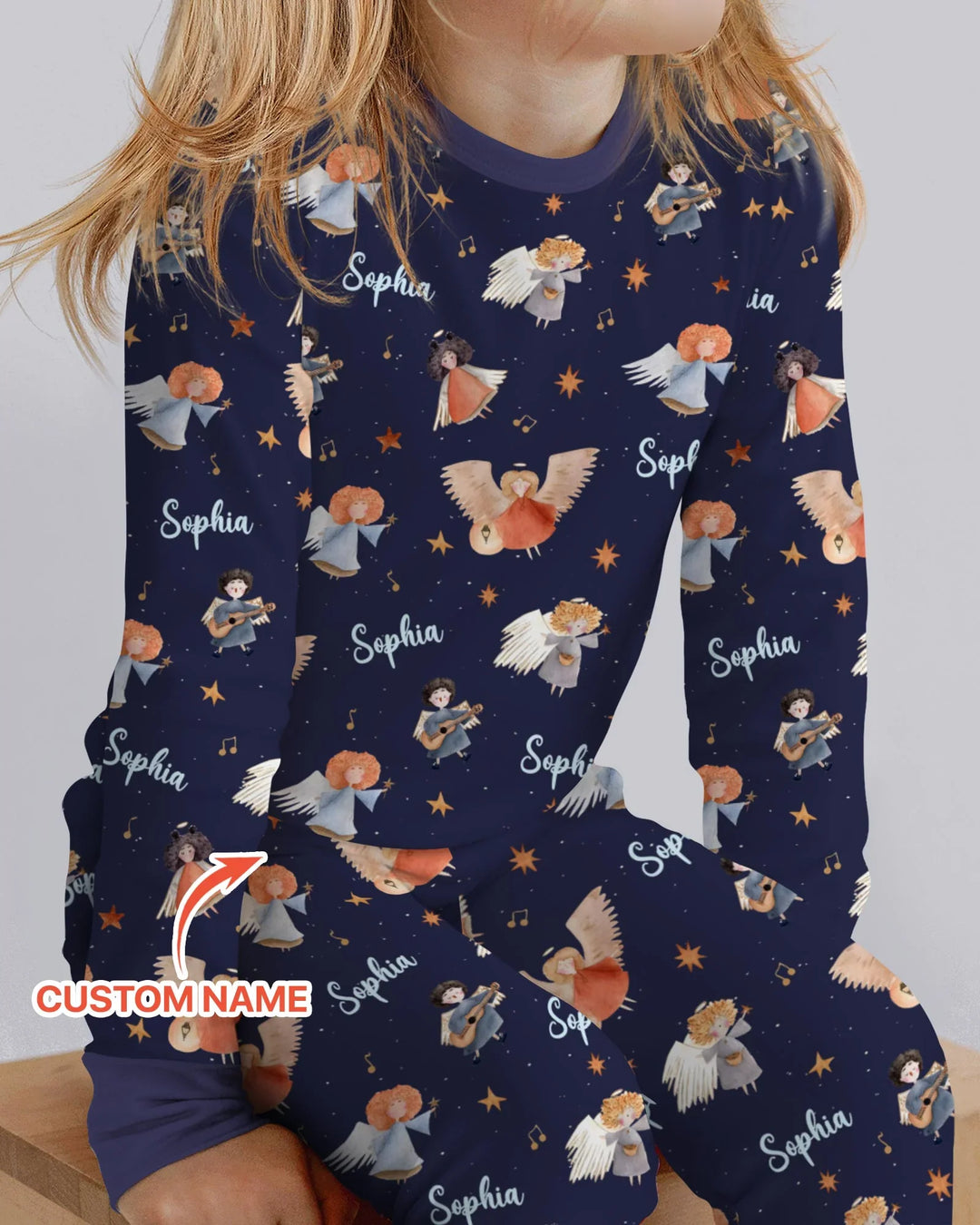 Guardian Angels Custom Name Bamboo Two Piece Long Sleeve Pajama Set