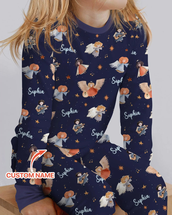 Guardian Angels Custom Name Bamboo Two Piece Long Sleeve Pajama Set