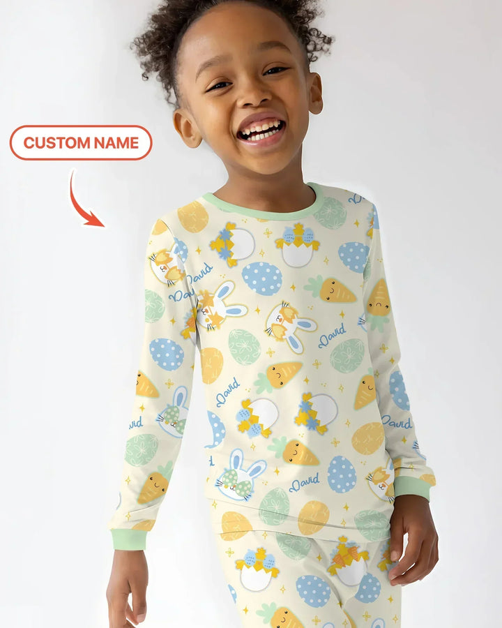 Retro Easter Bamboo Two Piece Long Sleeve Pajama Set