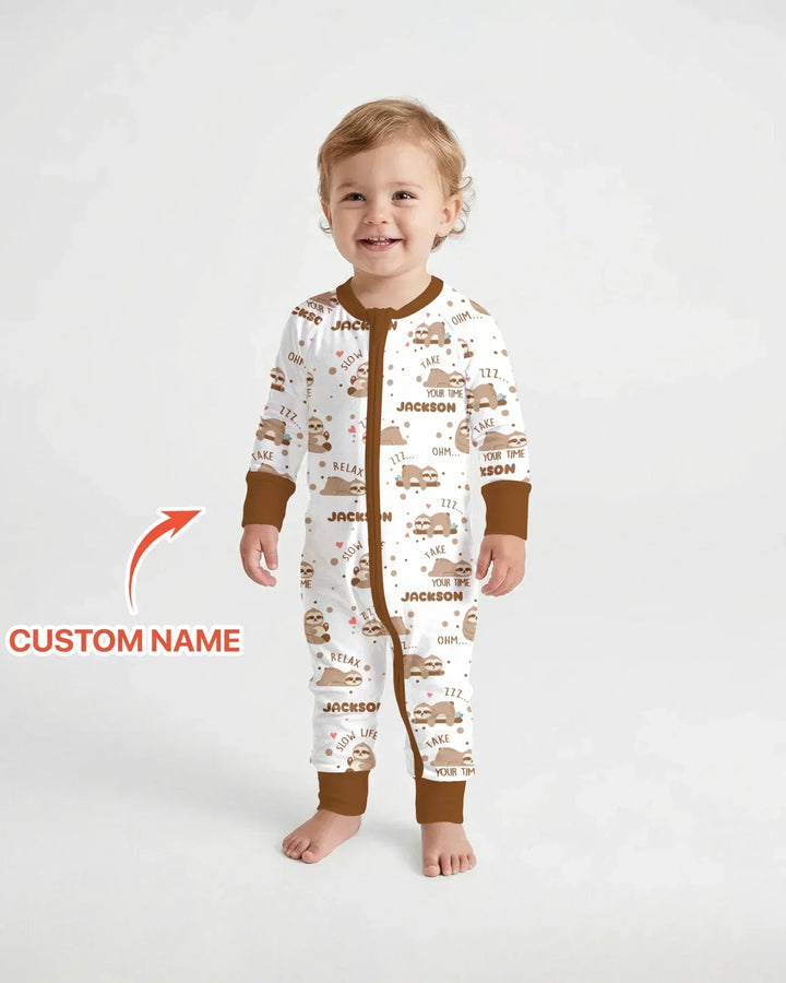 Custom Name Cute Sloth Bamboo Convertible Zippy