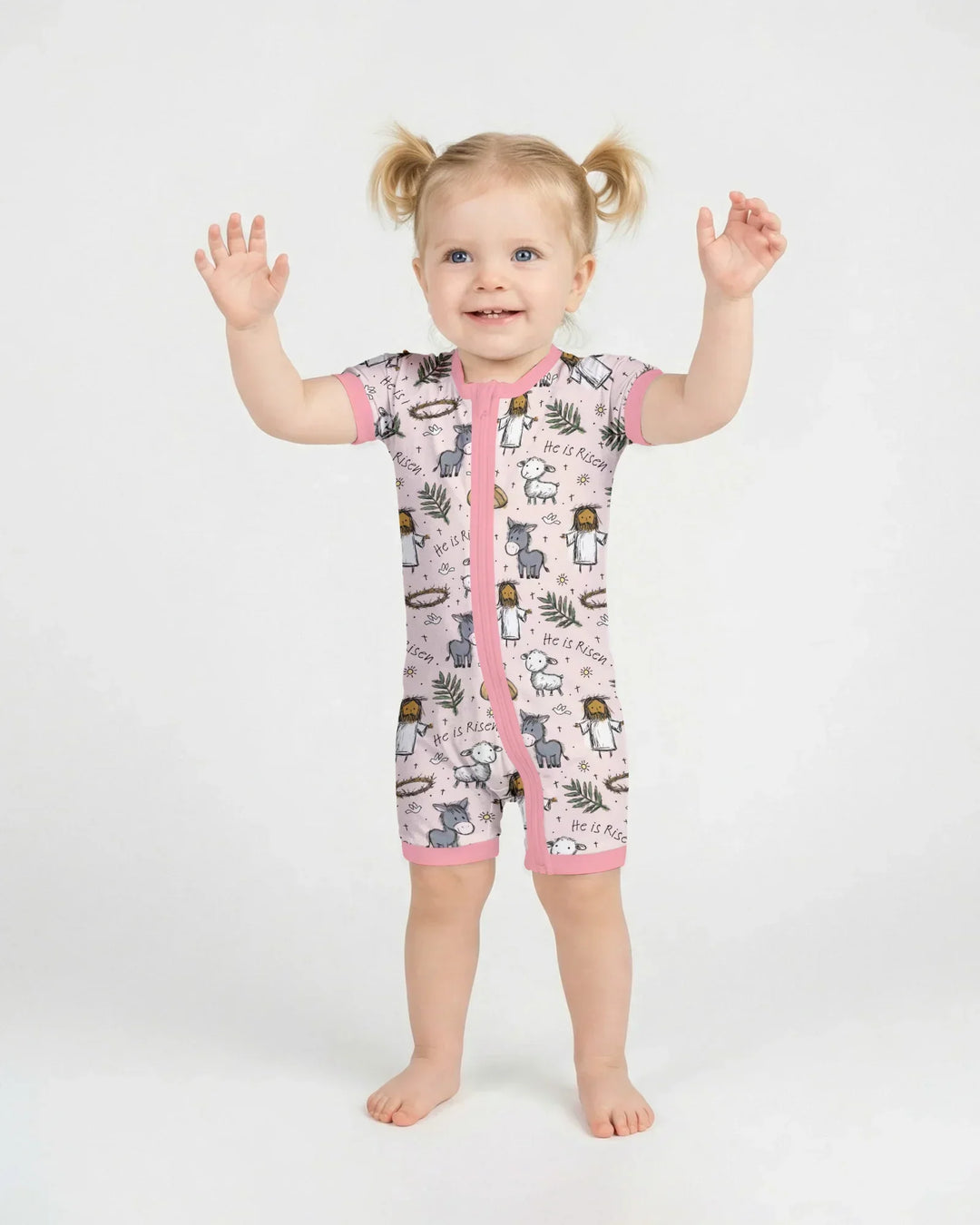 He Is Risen Easter Family Matching Bamboo Shorty Zippy