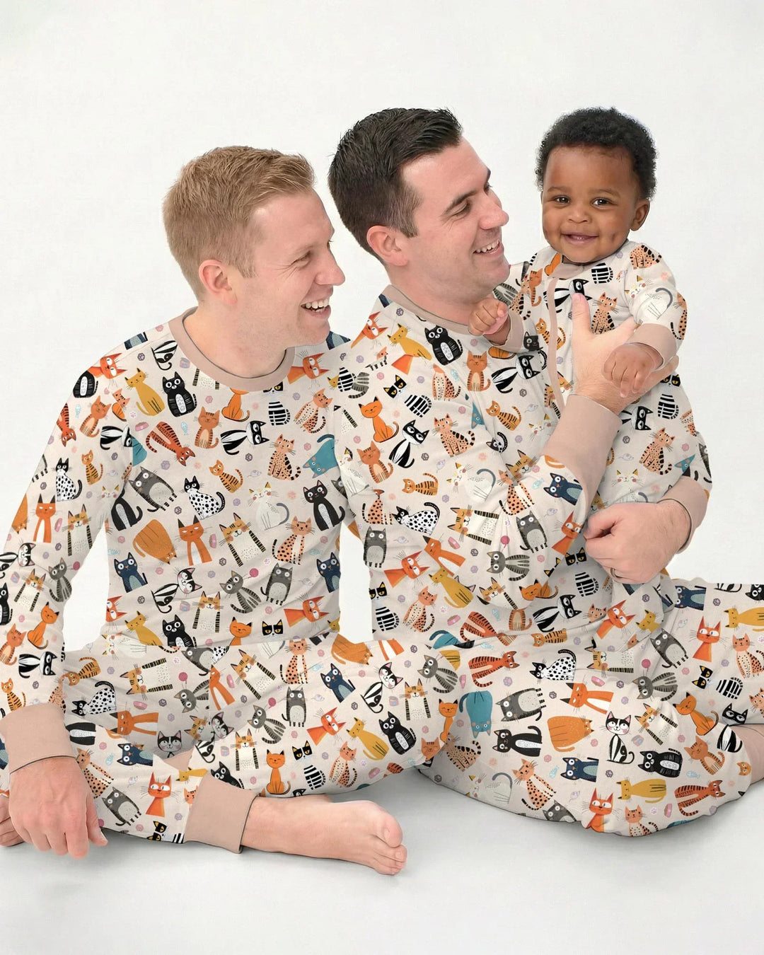 Goofy Mischief Cat Family Matching Bamboo Men's Pajama Set