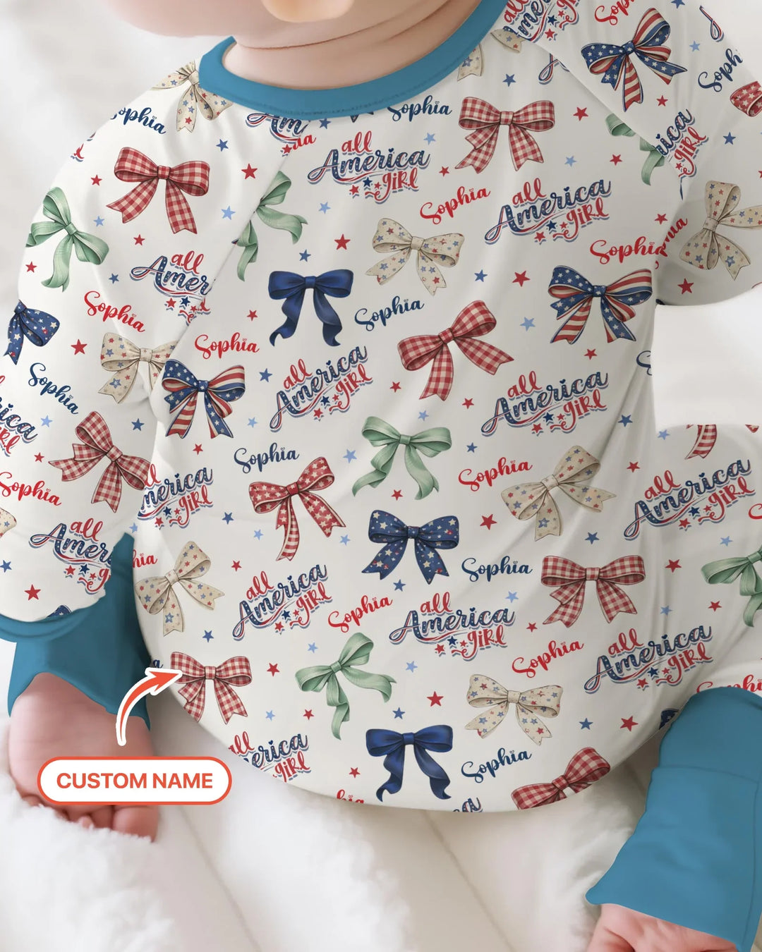 Custom Name All American Girl Bamboo Convertible Zippy