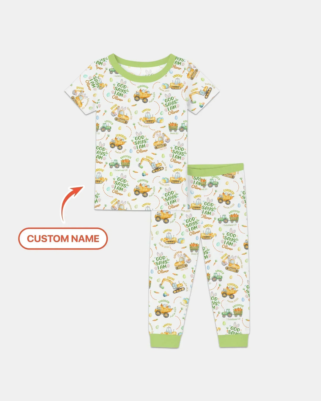 Happy Easter God Says I Am Custom Name Bamboo Two Piece Short Sleeve Pajama Set
