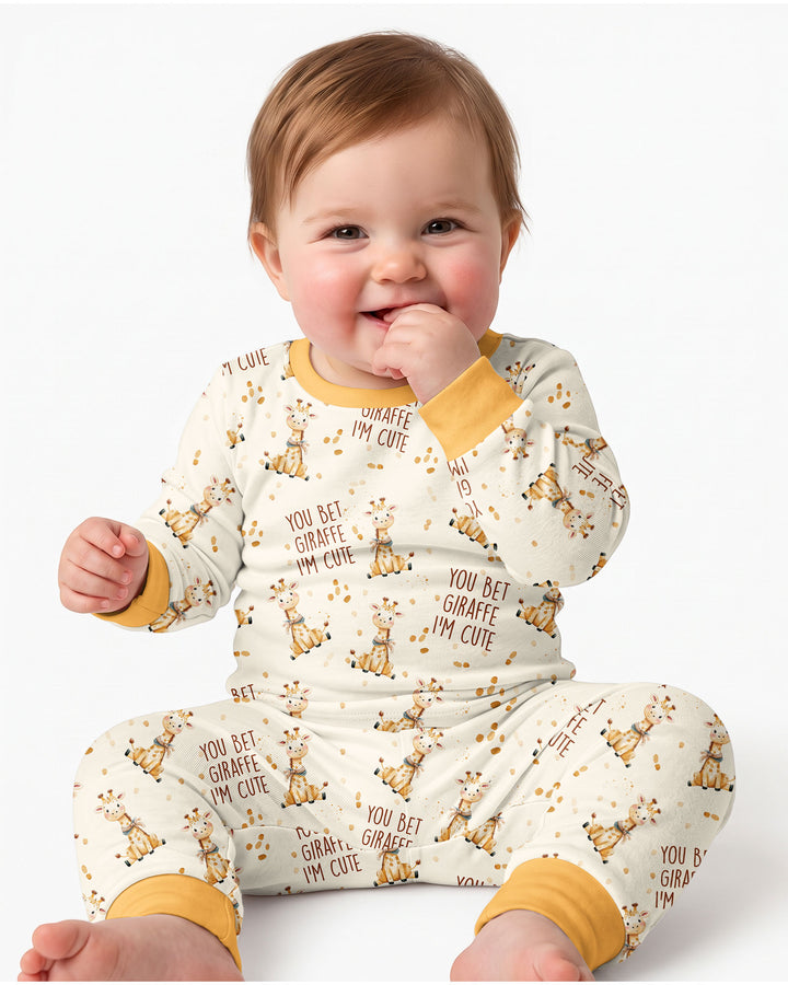 You Bet Giraffe I'm Cute Bamboo Two Piece Long Sleeve Pajama Set