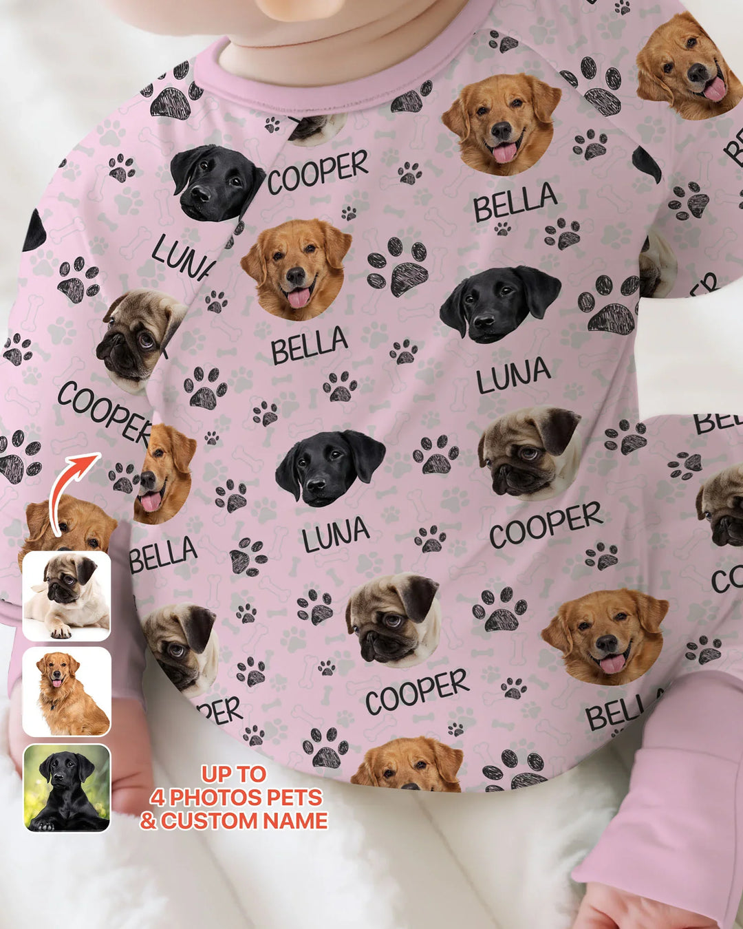 Custom Dog Photo With Paw Bamboo Convertible Zippy