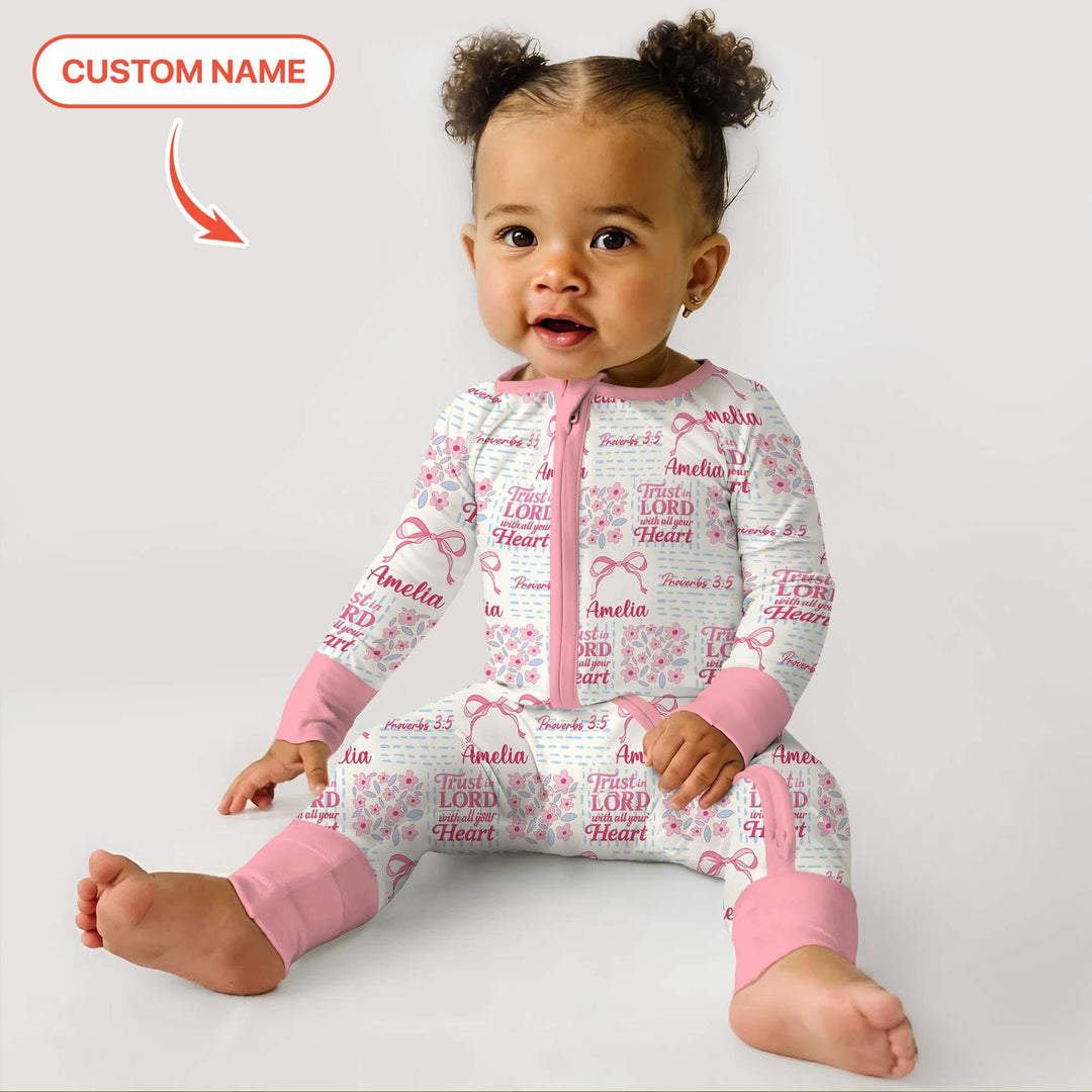 Trust The Lord With All Your Heart Custom Name Bamboo Convertible Zippy