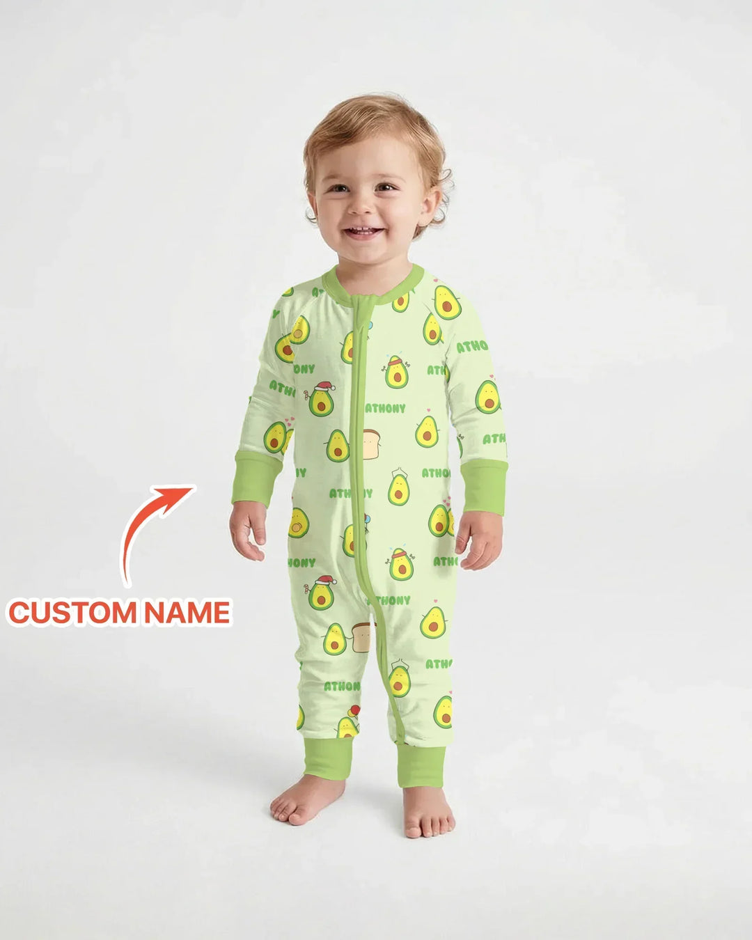 Custom Name Cute Avocado Bamboo Convertible Zippy