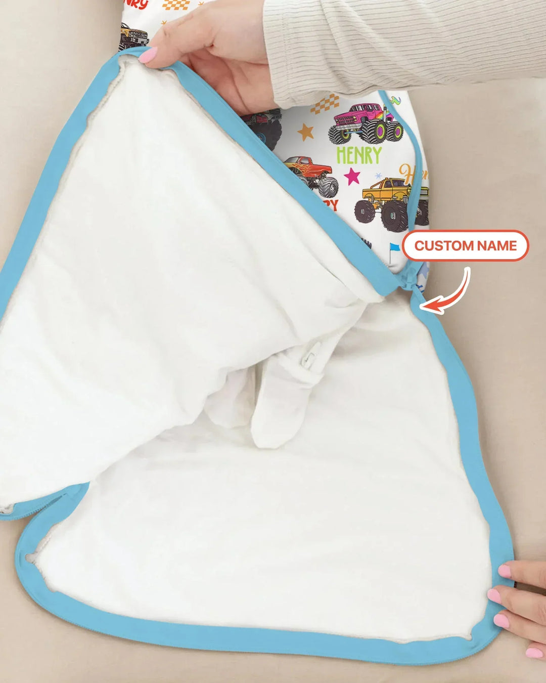 Monster Truck Custom Name Bamboo Sleep Bag