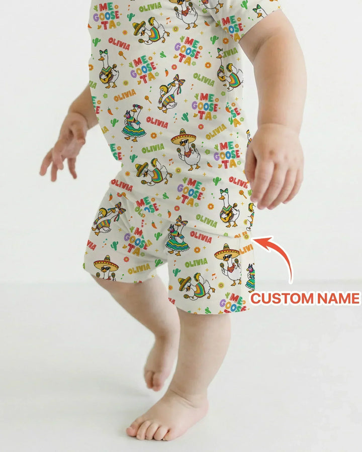 Custom name Me Goose-ta Bamboo Two Piece Short Sleeve Shorts Pajama Set