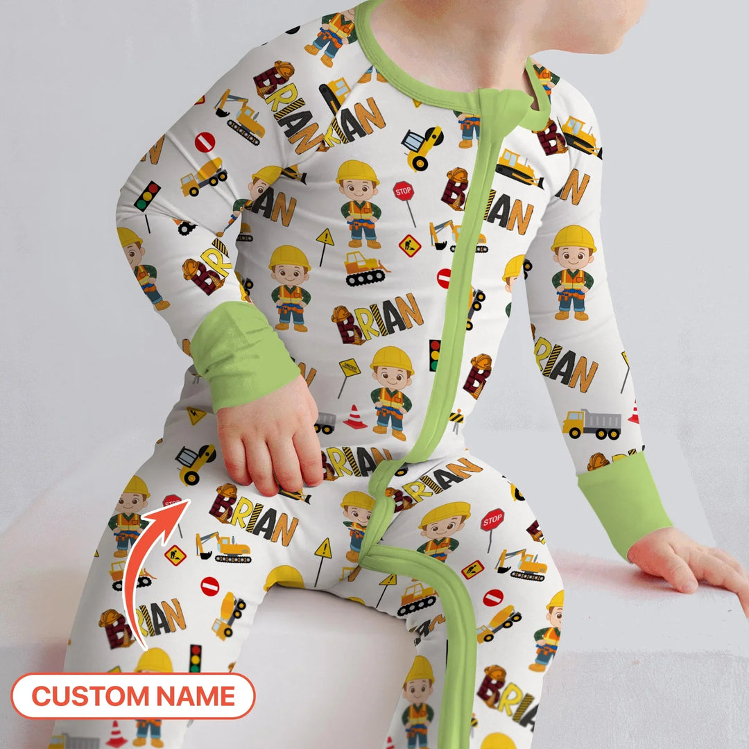 Custom Name Doodle Little Builder Bamboo Convertible Zippy