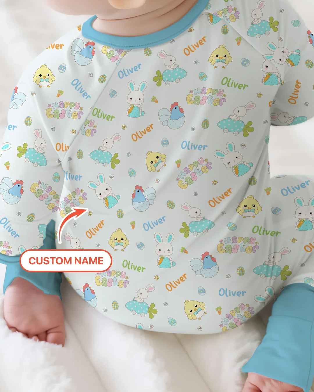 Custom name Happy Easter Bamboo Shorty Zippy