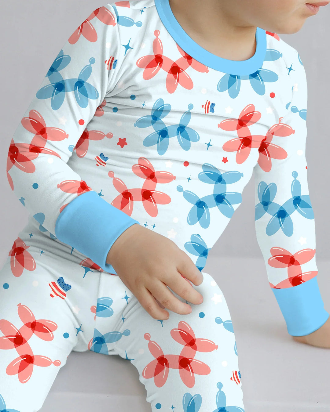 American Balloon Dog Party Bamboo Two Piece Long Sleeve Pajama Set