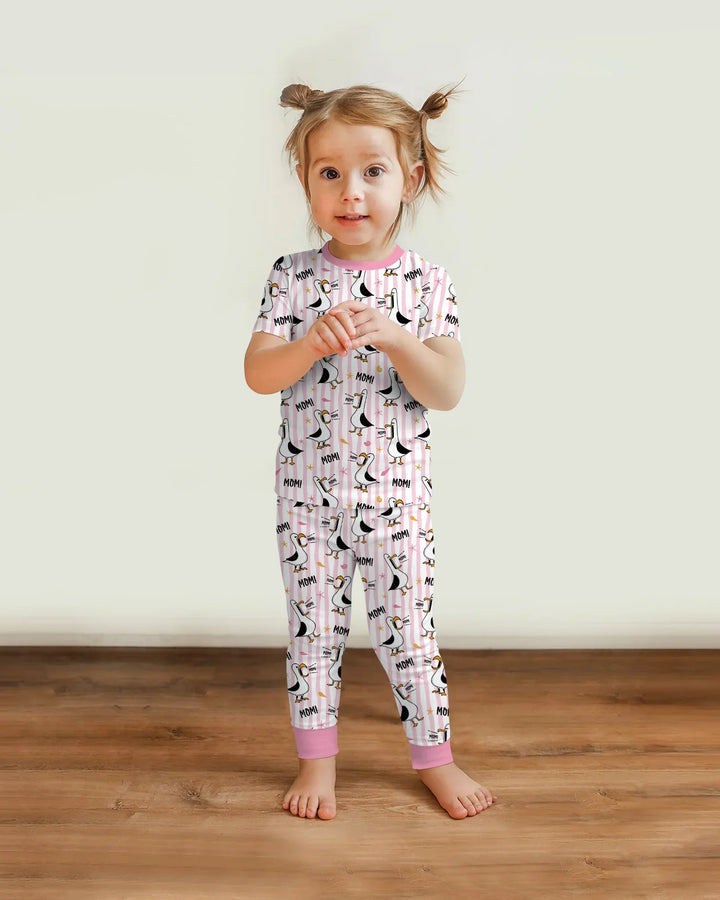 Seagull mom Mom MOM Bamboo Two Piece Short Sleeve Pajama Set