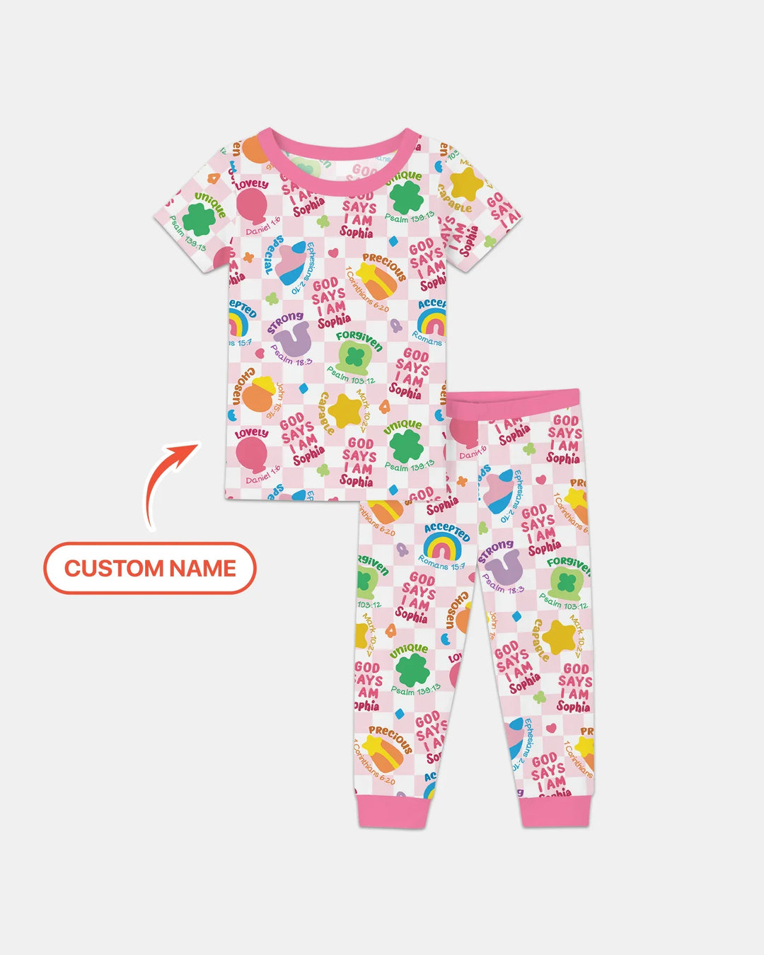 God Says I Am St. Patrick’s Day Custom Name Family Matching Bamboo Two Piece Short Sleeve Pajama Set