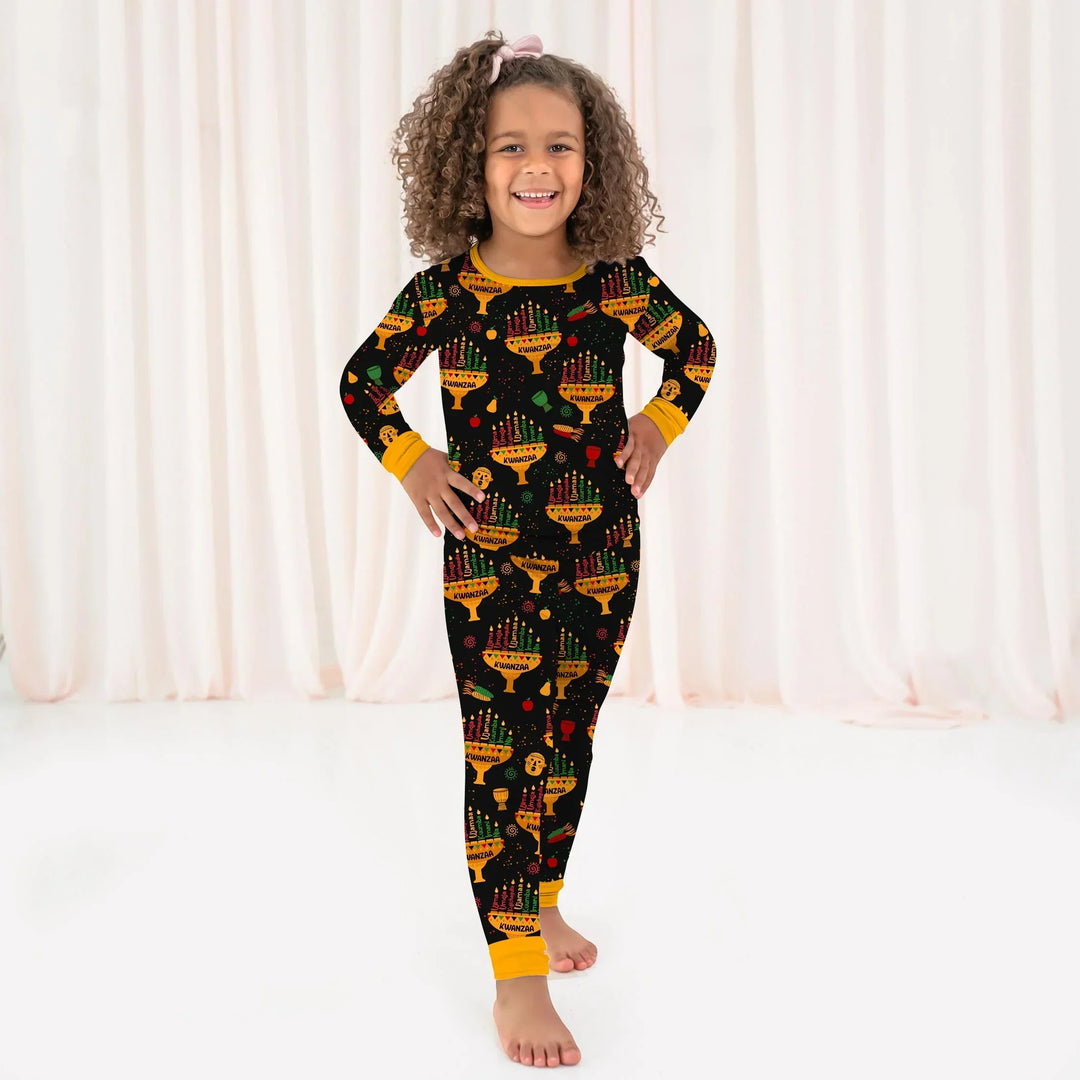 Kwanzaa Lights Bamboo Two Piece Long Sleeve Pajama Set