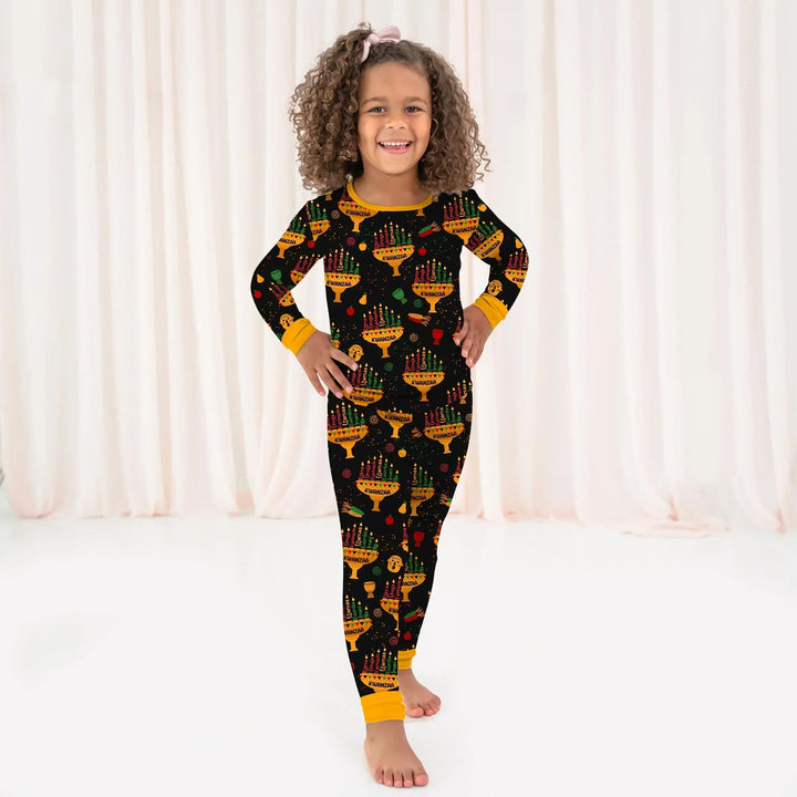 Kwanzaa Lights Bamboo Two Piece Long Sleeve Pajama Set