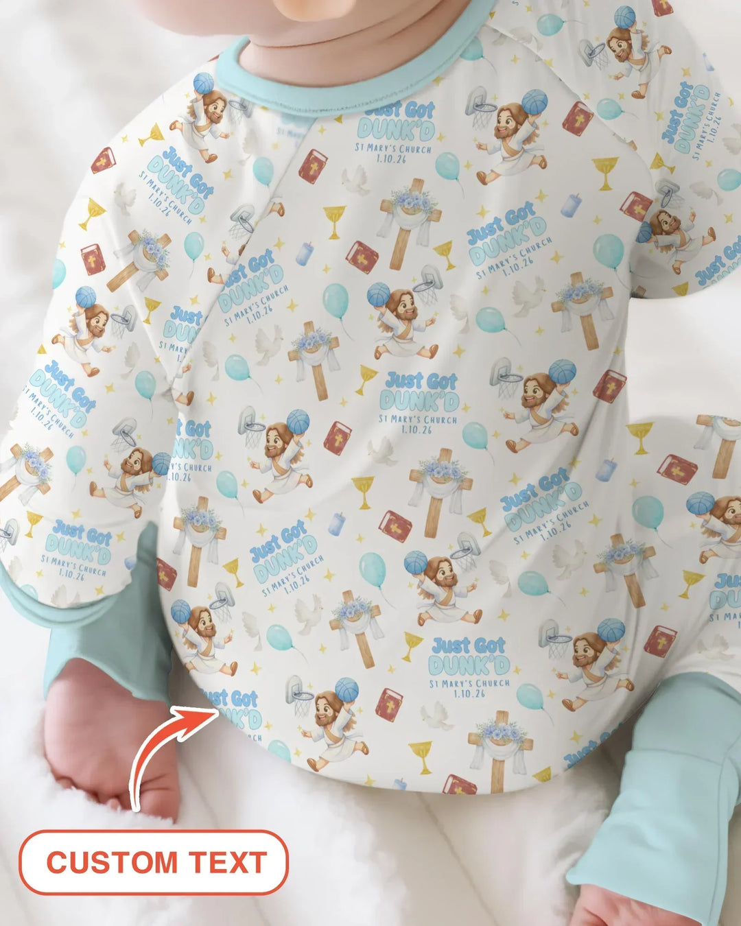 Custom Name Baptism Just Got Dunk'd Bamboo Convertible Zippy