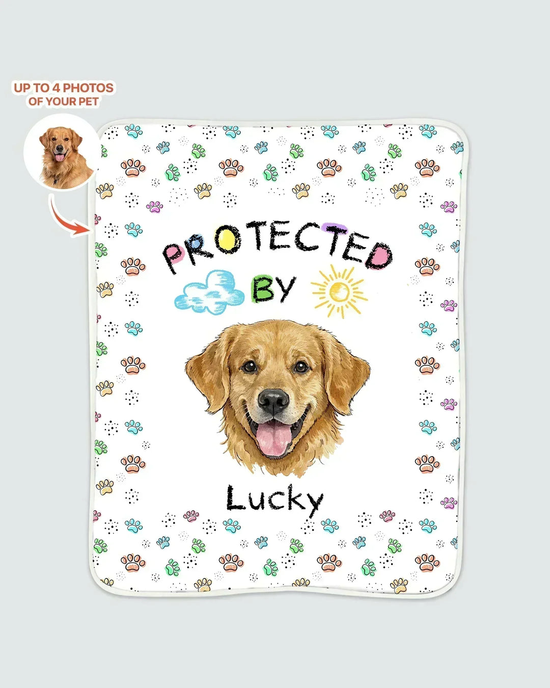 Custom Photo Crayon "Protected By" Bamboo Blanket