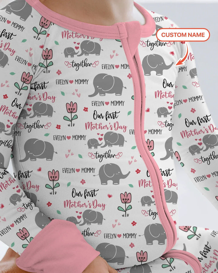 Custom Name Elephant Our First Mother's Day Bamboo Convertible Zippy