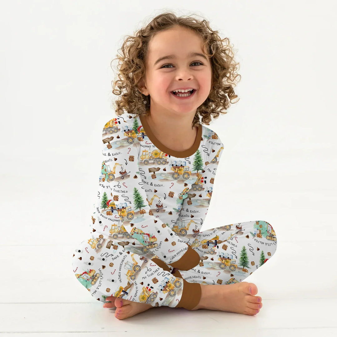Construction Christmas Cookie Bamboo Two Piece Long Sleeve Pajama Set