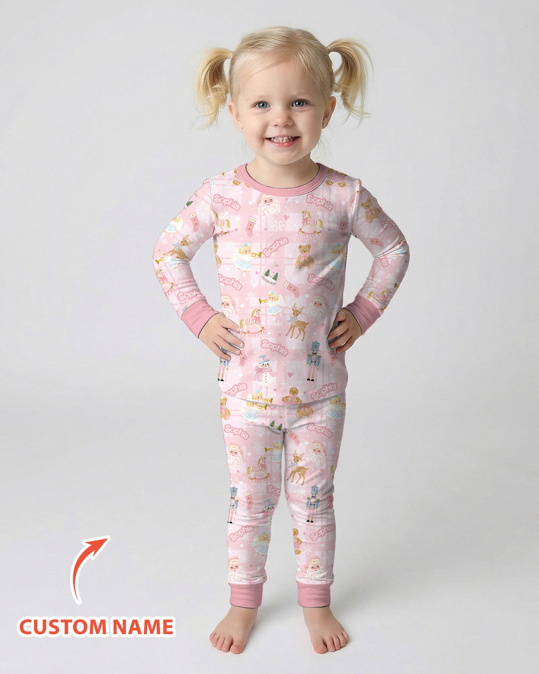 Custom Name Winter Wonderland Bamboo Two Piece Long Sleeve Pajama Set