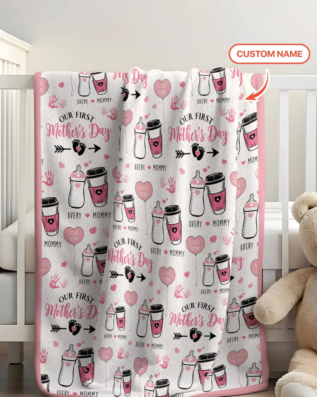 Custom Name First Mother's Day Drink Bamboo Blanket