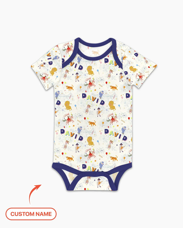 Custom Name Circus Toile Bamboo Bodysuit