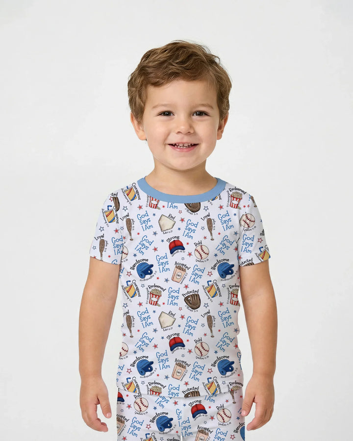 Christian Baseball Bamboo Two Piece Short Sleeve Pajama Set