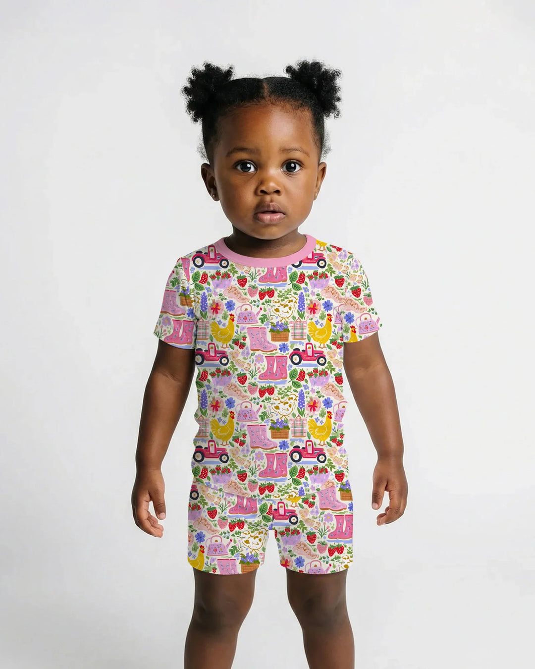 Farm Life Mommy & Me Matching Bamboo Two Piece Short Sleeve Shorts Pajama Set