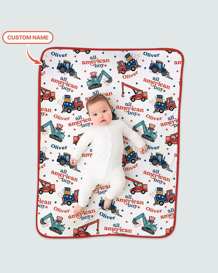 Custom Name All-American Boy Bamboo Blanket
