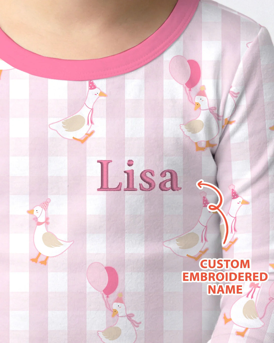 Custom Embroidered Birthday Boy/Girl Baby Bamboo Two Piece Long Sleeve Pajama Set