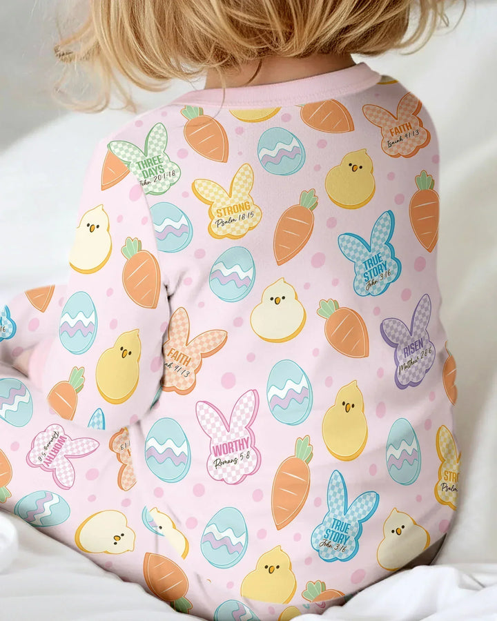 Easter Christian Bunny Bamboo Two Piece Long Sleeve Pajama Set