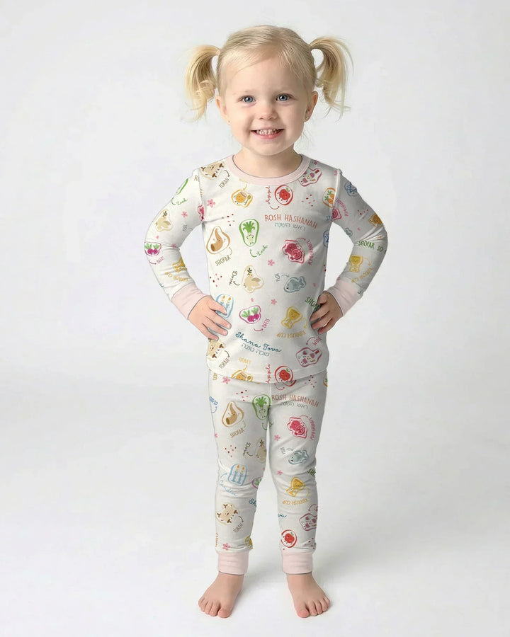 Happy Rosh Hashanah Bamboo Two Piece Long Sleeve Pajama Set