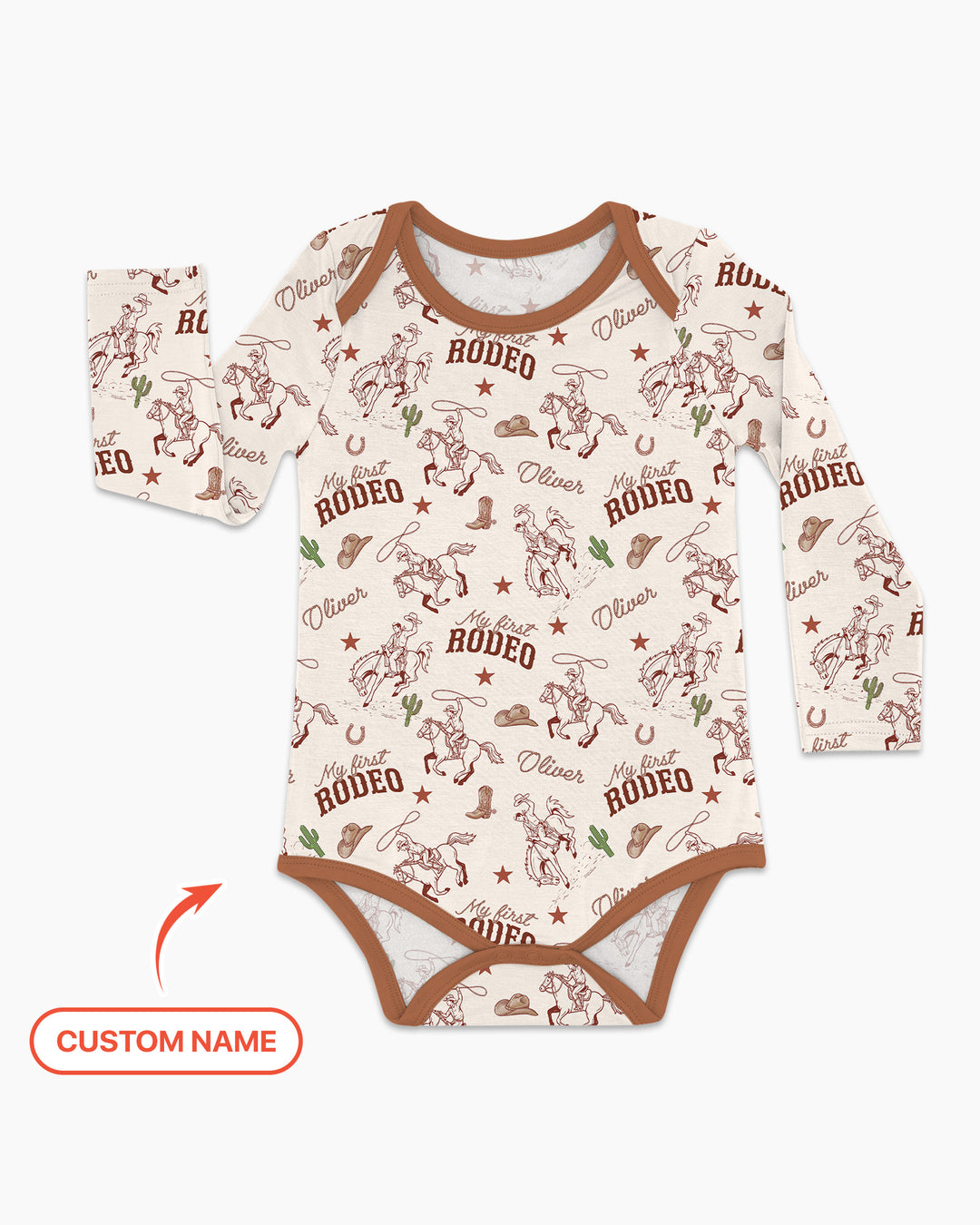 Custom Name First Rodeo Family Matching Bamboo Bodysuit